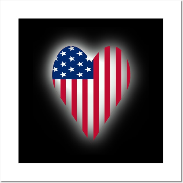 USA Flag Heart Wall Art by KZK101